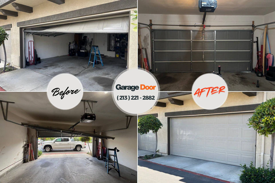 Before and after: garage door repair Saybrook-on-the-Lake, OH